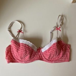 Gingham & Eyelette Balconette Bra
